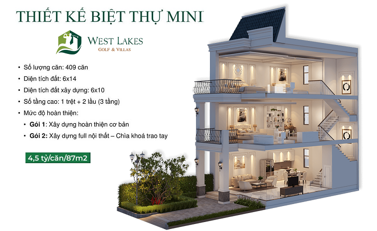 Thiết kế biệt thự mini dự án West lakes Golf & Villas