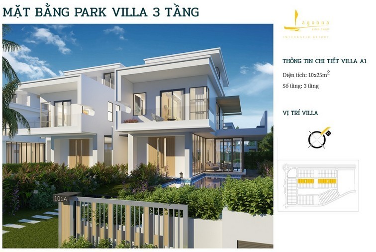 Mẫu thiết kế Villa 3 tầng dự án Lagoona Bình Châu